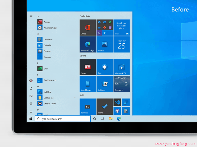 Windows 10 Insiders可以通过以下方式激活新外观的“开始”菜单
