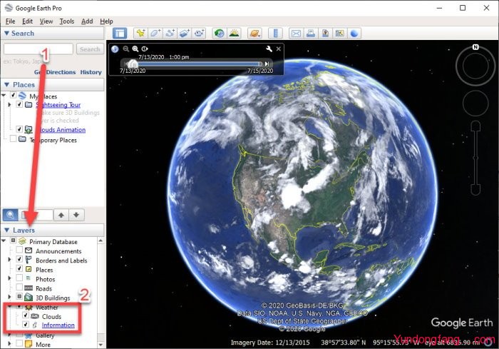 如何在Google Earth上查看实时天气预报