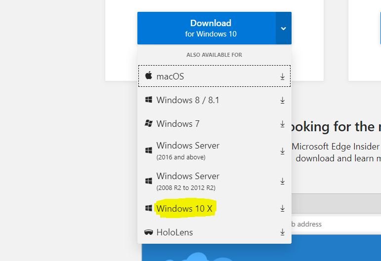微软意外地为Windows 10X用户发布Edge浏览器版本
