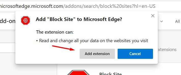 Add-Block-Site-extension-on-Microsoft-Edge