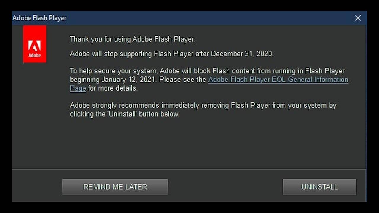 Adobe今天正式终止对Adobe Flash的支持