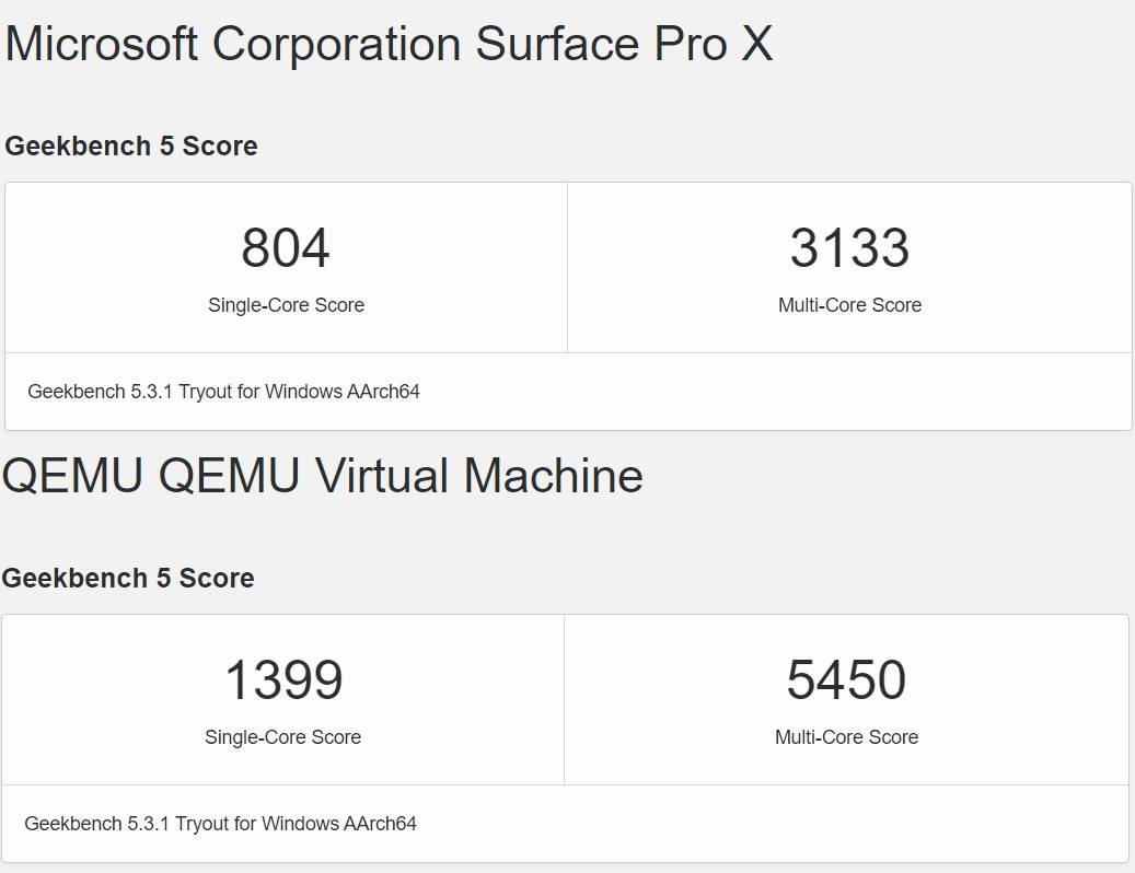 Surface-ARM-benchmarks