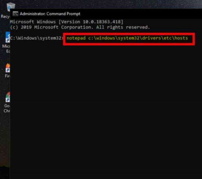 Windows-OS-command-prompt-to-open-host-file