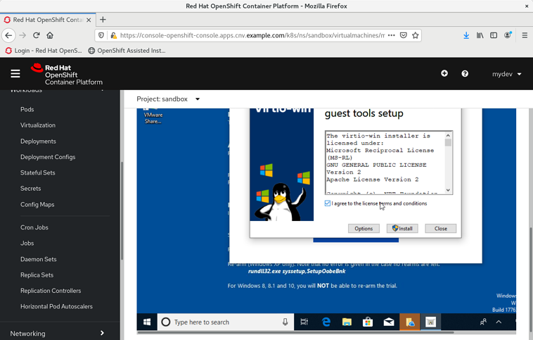 使用OpenShift虚拟化从现有映像创建Windows虚拟机