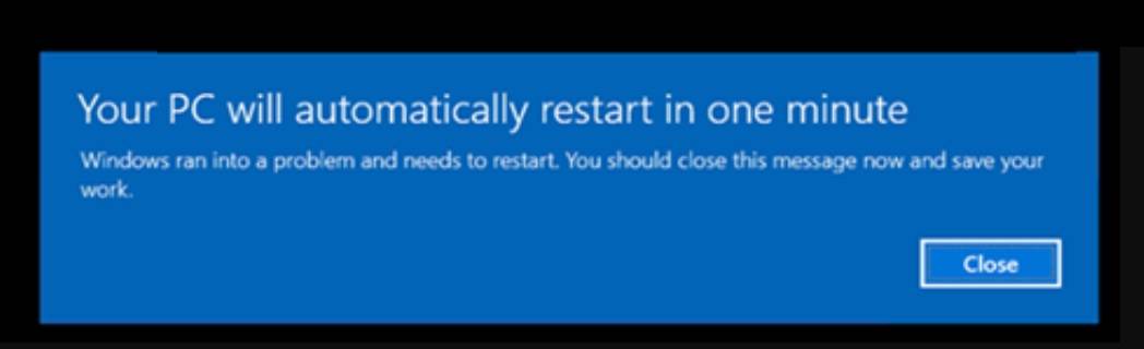 微软正在修复导致强制重启的Windows 10错误