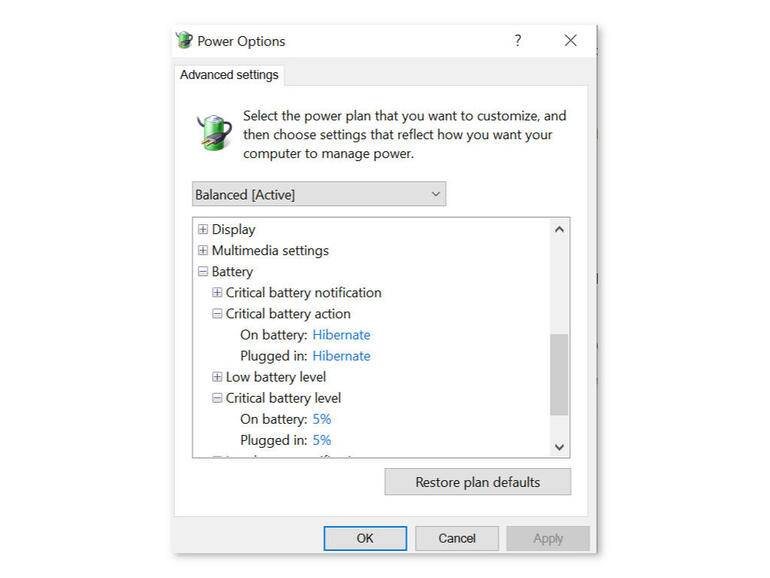 如何在Windows 10中自定义电池电量不足警告