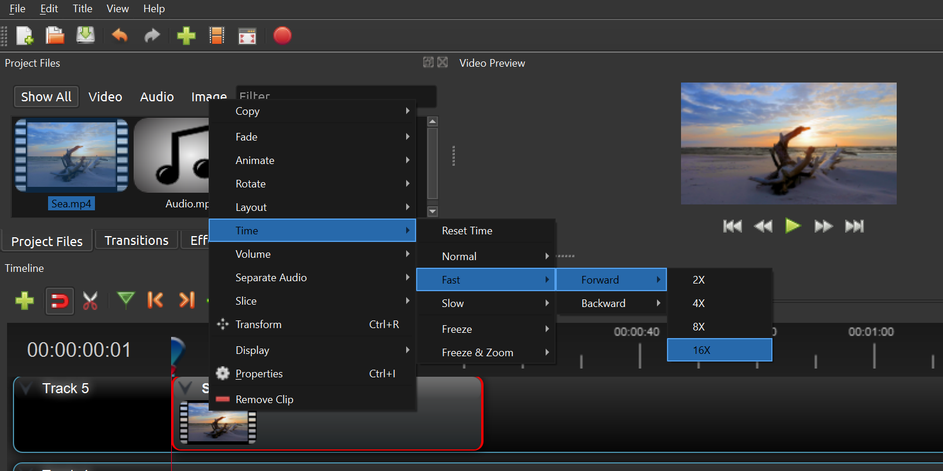 OpenShot如何增加或减少视频的播放速度