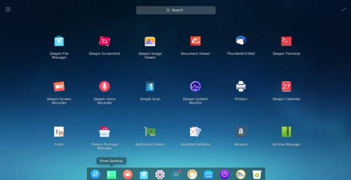Deepin-Desktop-Environment-Home-Screen