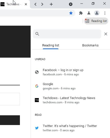 Chrome-Reading-List-menu-with-bookmarks-and-search