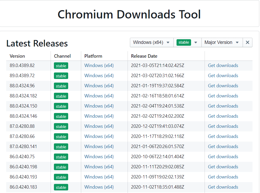 Chromium-Download-Tool-for-Older-Versions