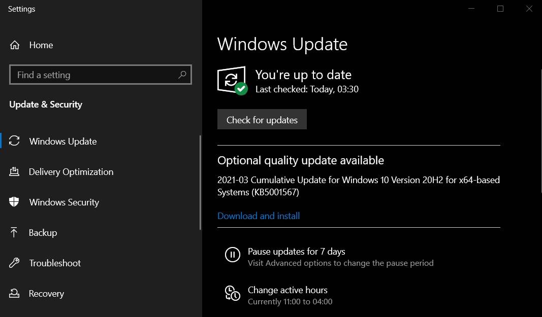 Windows 10版本20H2（用于基于x64的系统）的累积更新（KB5001567）