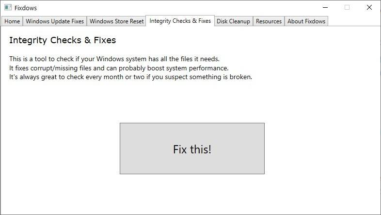 Fixdows是一个开源实用程序，只需单击几下，即可帮助您修复与Windows Update，Microsoft Store应用程序有关的错误