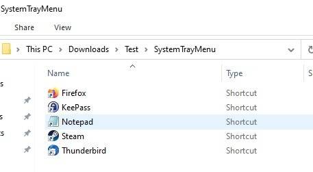 SystemTrayMenu-create-a-folder-and-add-shortcuts