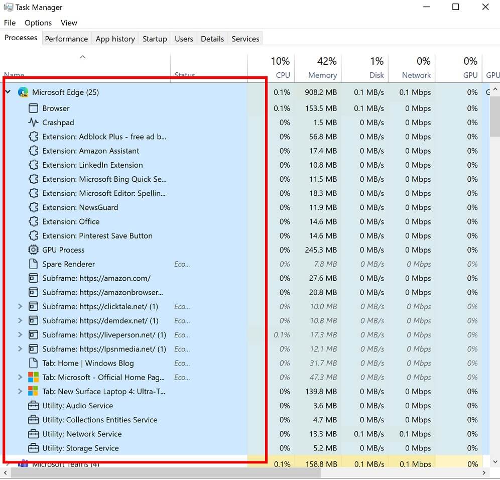 Task-Manager-processes