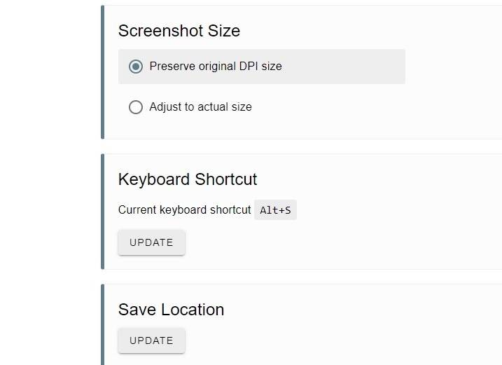 Screenshot-Capture-Chrome-extension-settings