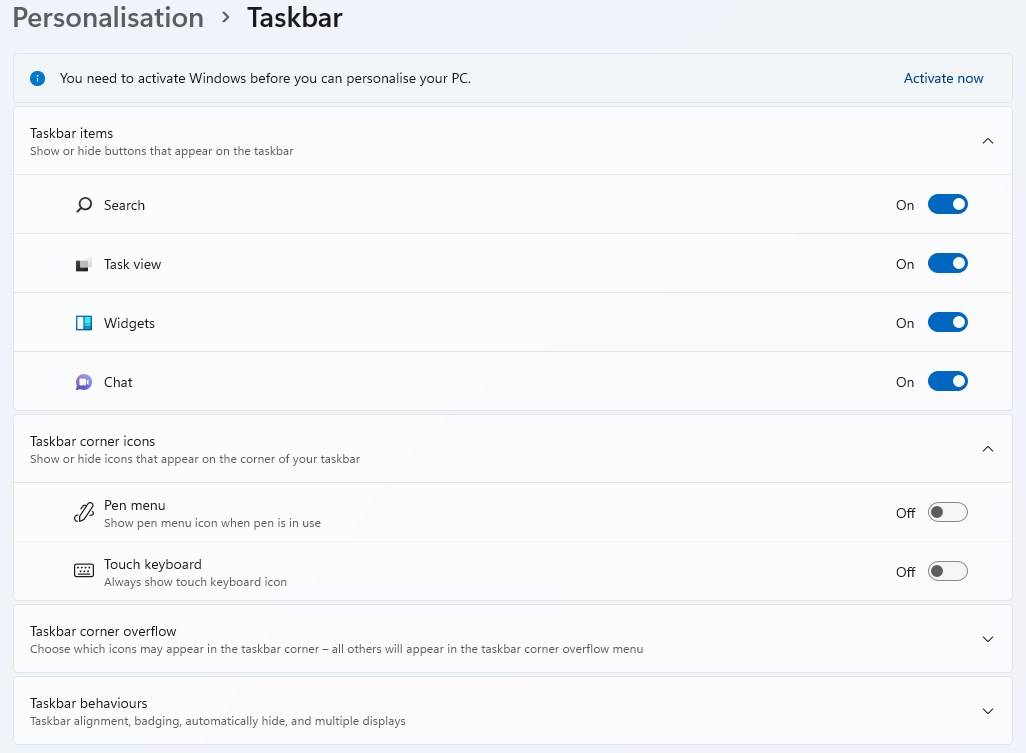 Taskbar-settings