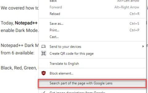 Chrome 可让您在 Google Lens 上搜索所选页面区域
