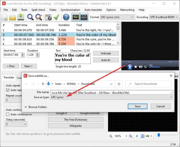 subtitle-edit_how-to-create-lrc-file-in-windows-11-10-2