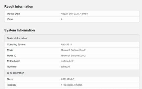 Surface Duo 2 据说配骁龙 888 ，在网上被发现