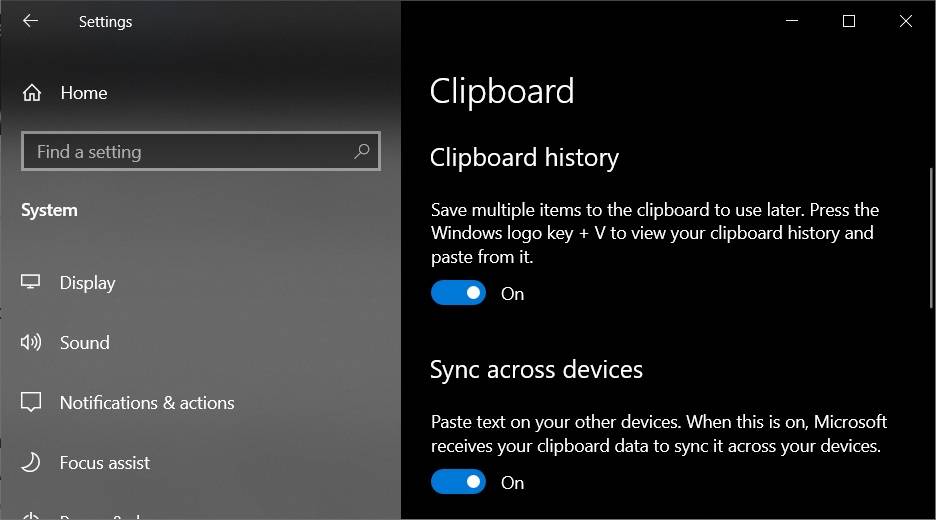 Windows-10-Clipboard-settings