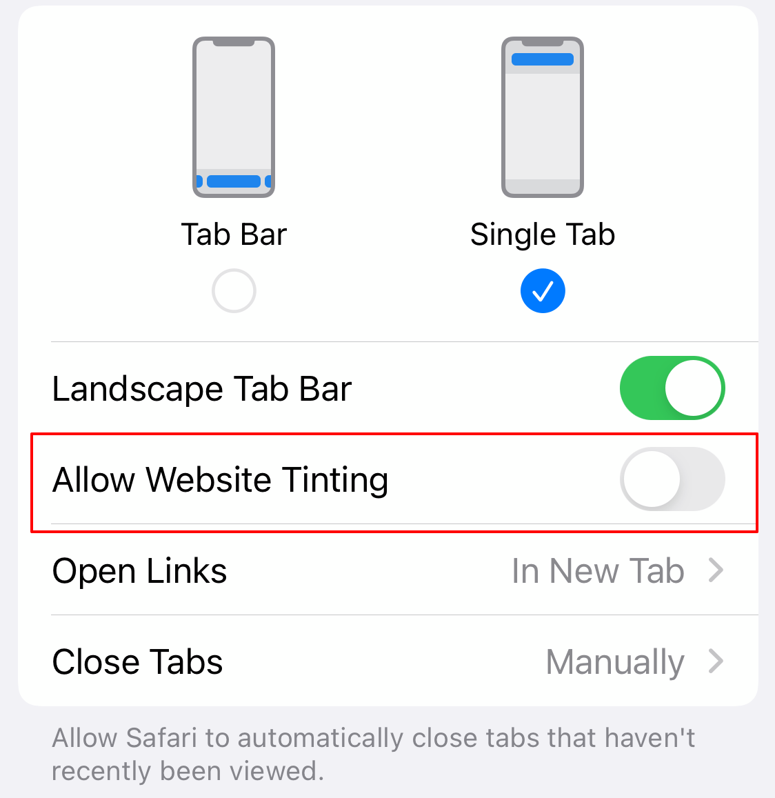Allow_Website_Tinting_toggle_off_in_iPhone