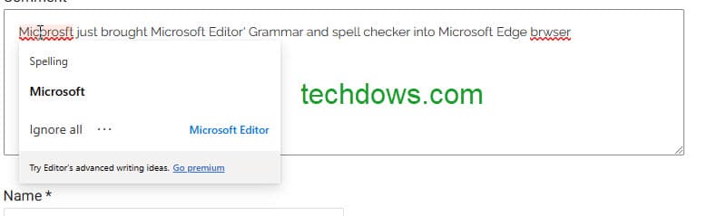 Microsoft-Editor-in-Edge-flagged-misspelled-word-2