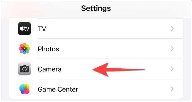 Select-Camera-in-settings-app-on-iphone