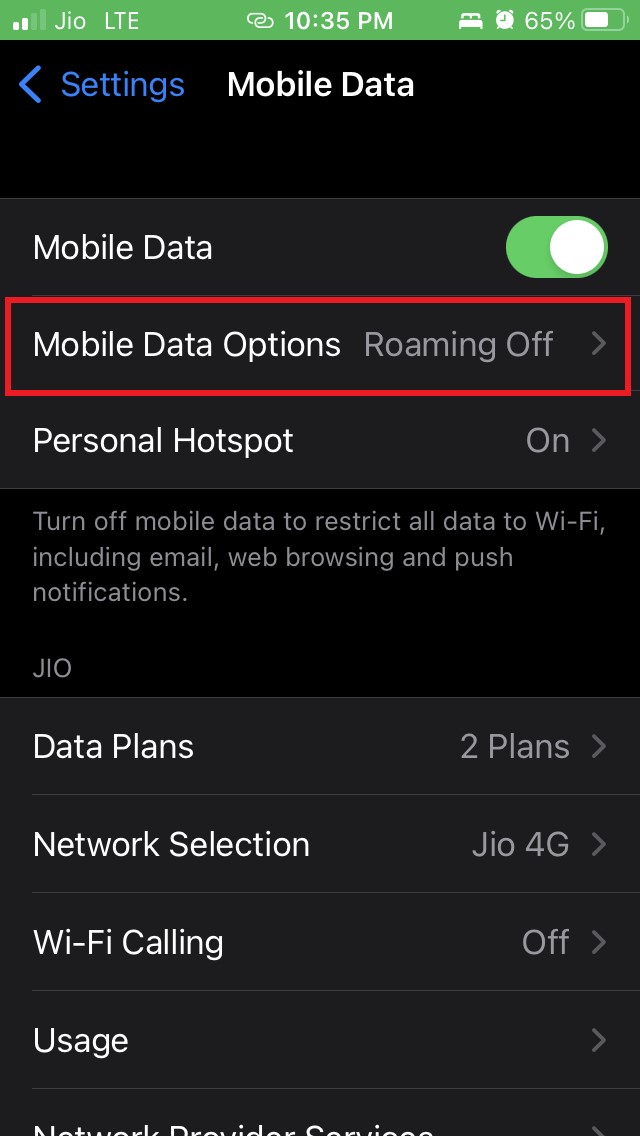 open-Mobile-Data-options