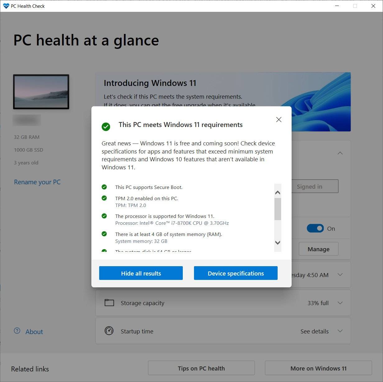 微软强制在 Windows 10 中安装 PC Health Check