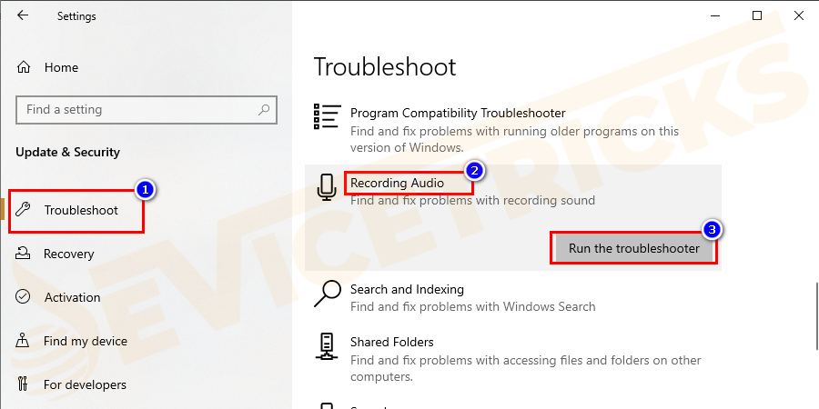 Choose-Recording-Audio-click-on-Run-the-troubleshooter