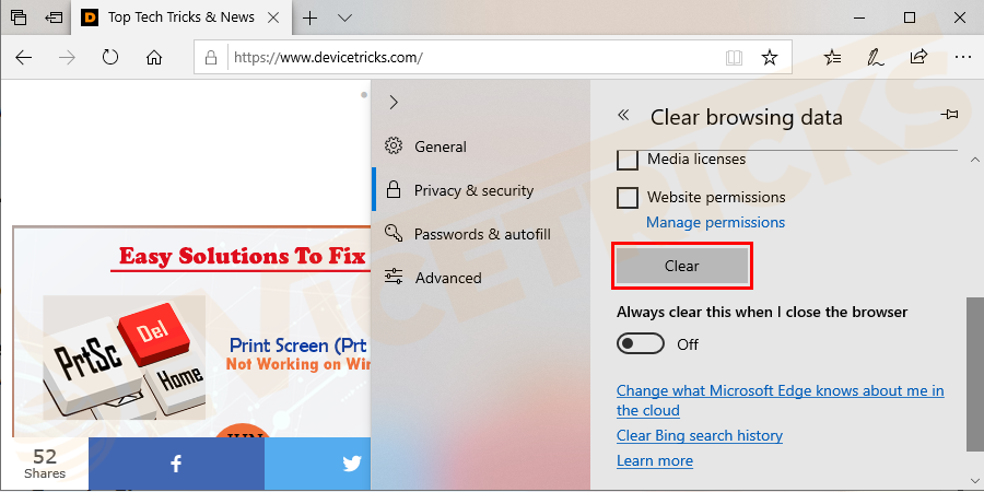 Choose-what-to-clear-checkmark-the-first-four-options-Click-on-Clear-1