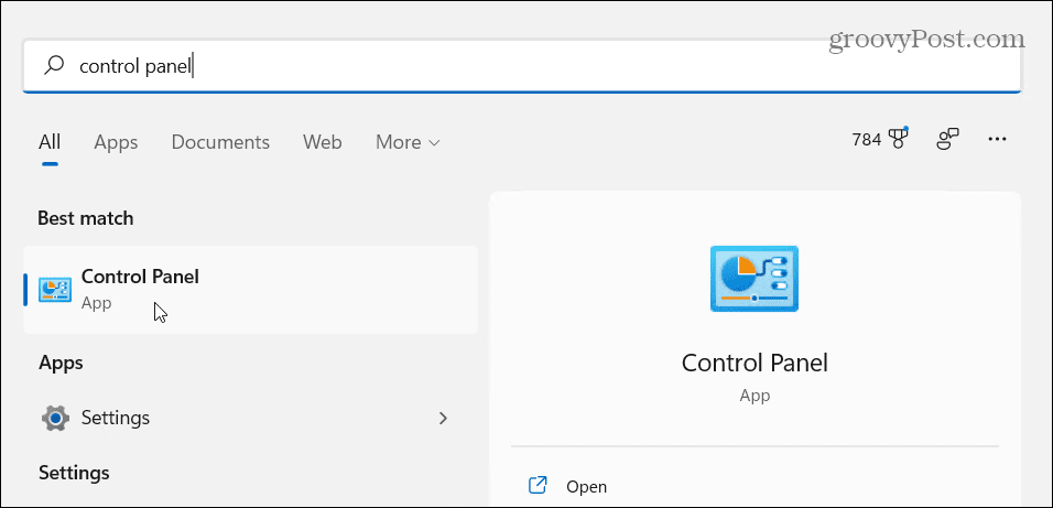 Control-Panel-Start-Search