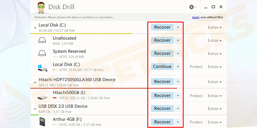 Launch-disk-drill-and-select-the-drive-you-from-which-want-to-recover-deleted-or-lost-files-1