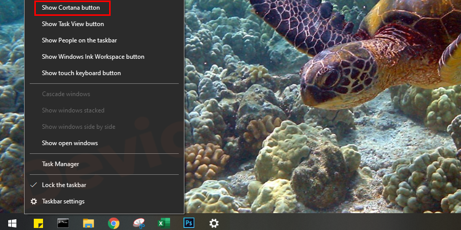 Right-click-on-task-bar-to-Show-Cortana-Button