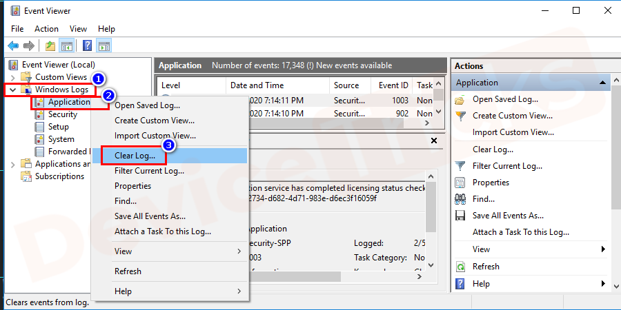 Right-click-on-the-Application-folder-and-click-on-clear-log-option