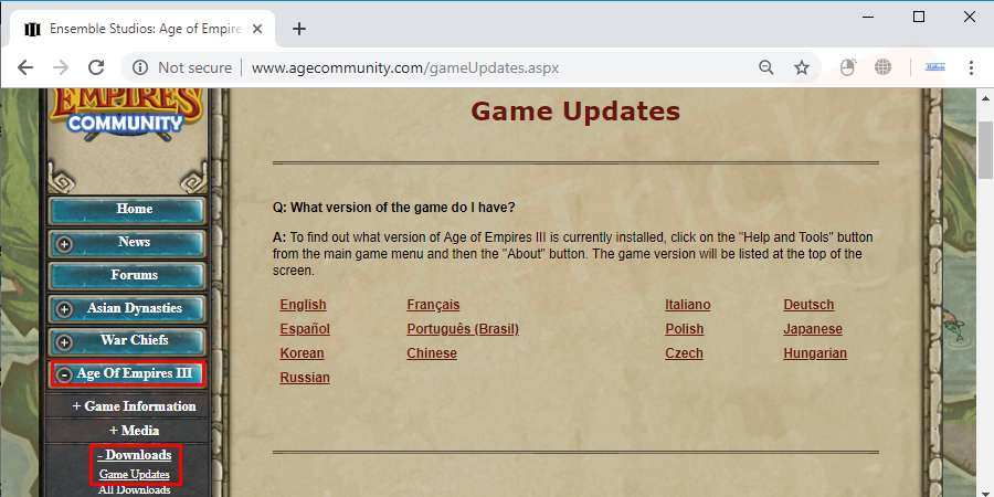 Start-Age-of-Empires-III-Help-and-Tools-Click-Update-Game