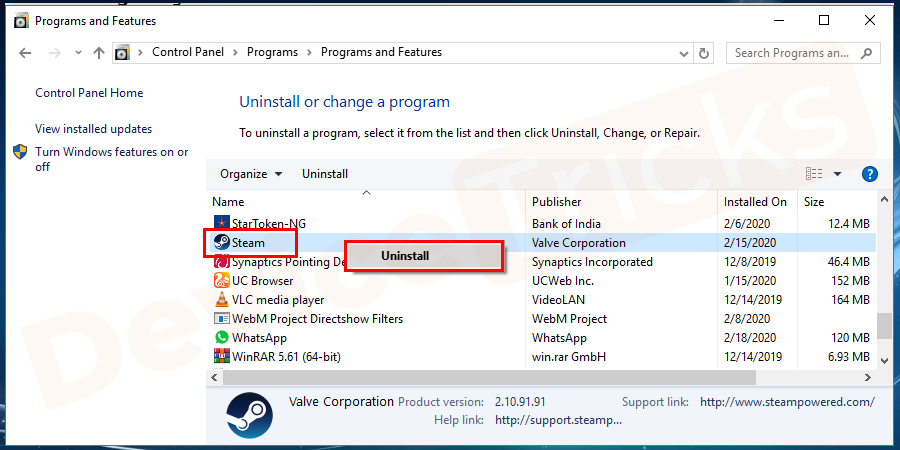 Uninstall-newly-installed-application-from-Control-Panel