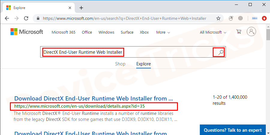 Visit-to-the-official-Microsoft-website-and-search-DirectX-End-User-Runtime-Web-Installer