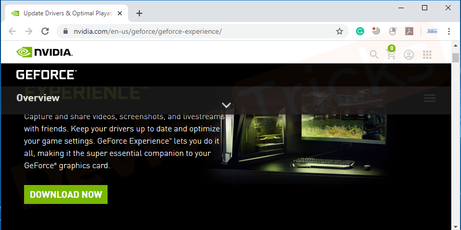 official-page-of-NVIDIA-GeForce-Experience