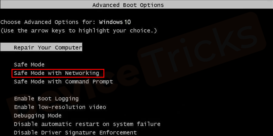 Advanced-Boot-Options-to-enter-Safe-Mode-with-Networking-in-Windows-7