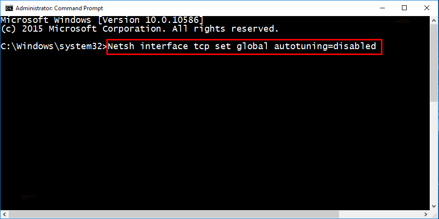 Netsh-interface-tcp-set-global-autotuning-disabled