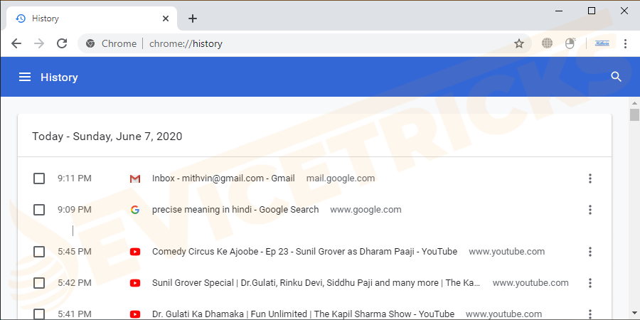 Open-Google-Chrome-history