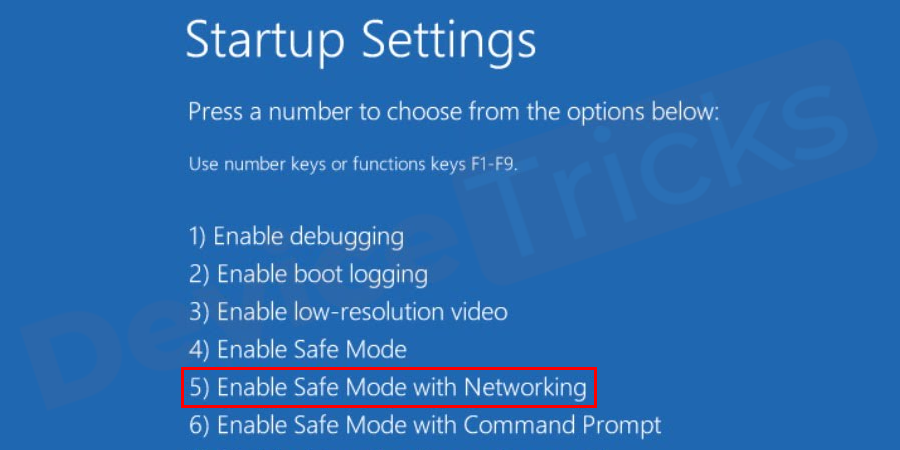 Startup-Settings-→-Safe-Mode-with-Networking