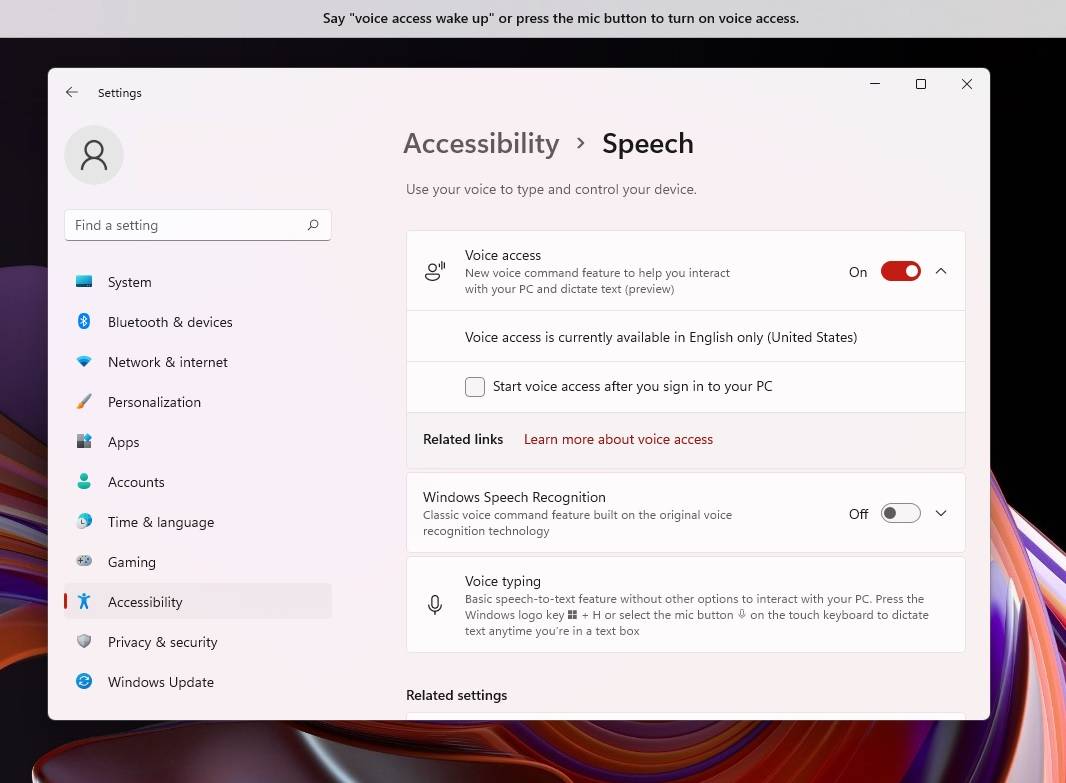 Windows-11-Voice-Access-settings