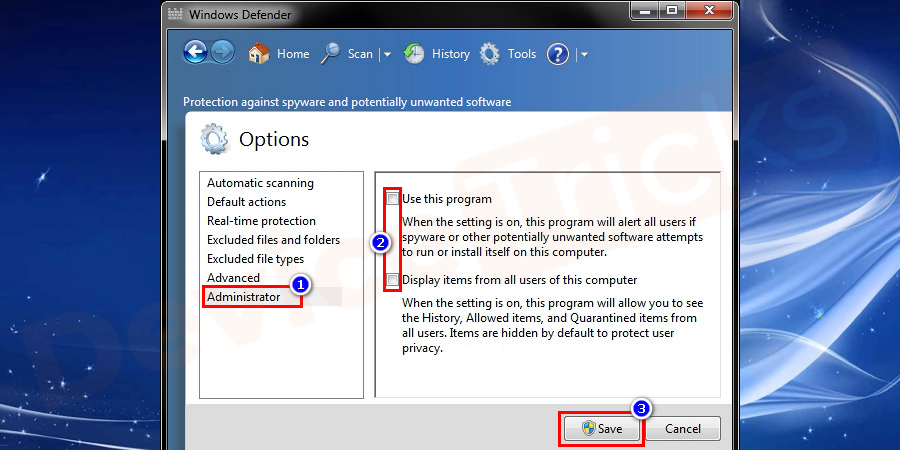 Windows-Defender-Anti-Virus-program-Tools-Administrator-Uncheck-Save