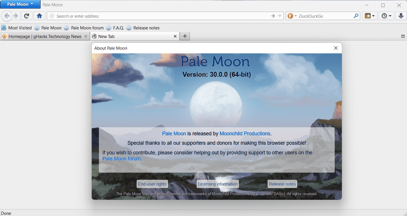 Pale Moon 30.0 推出重大变化