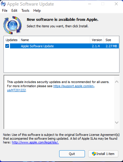 Apple-Software-Update-window