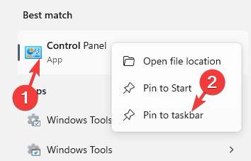 Best-match-Control-Panel-right-click-Pin-to-Taskbar