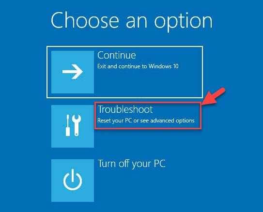 Choose-and-option-Troubleshoot