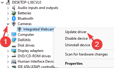 Devie-Manager-Cameras-Integrated-Webcam-right-click-Update-driver